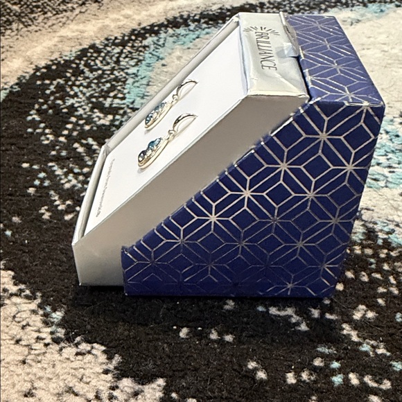 Swarovski Silvertone Shades of Blue Crystals Earrings/NWT - Picture 7 of 12